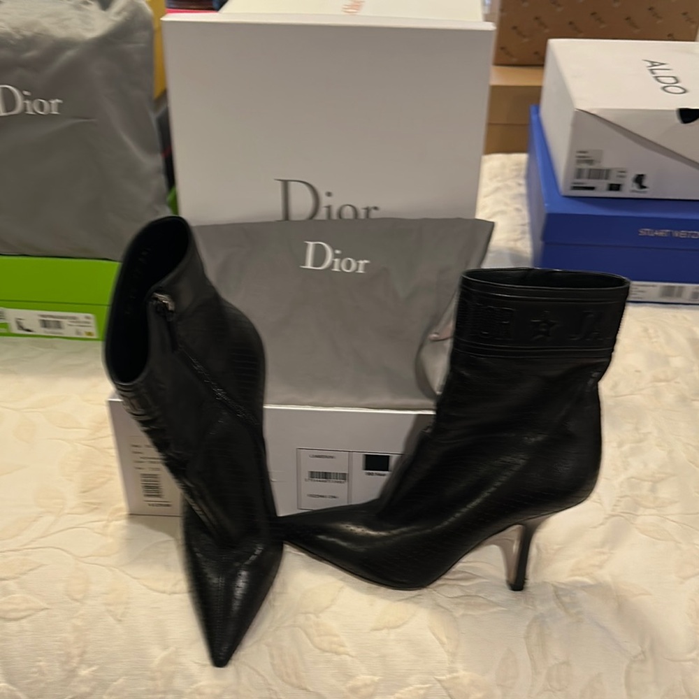 Dior Black Glossy Heeled Boots